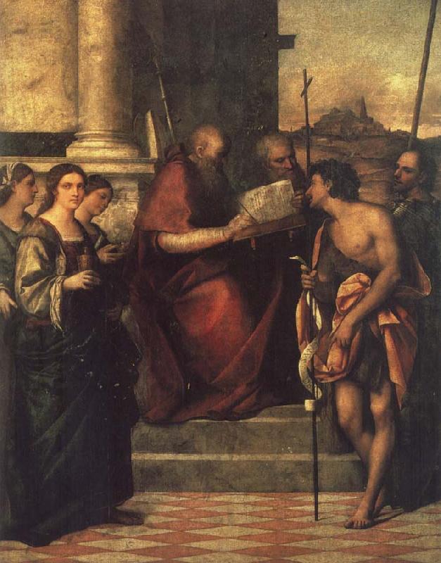 Sebastiano del Piombo St.John Chrysosbtom with Saints Catherine, Mary Magdalene,and lucia,and john the Evangelish,John the Baptist and Theodore oil painting image
